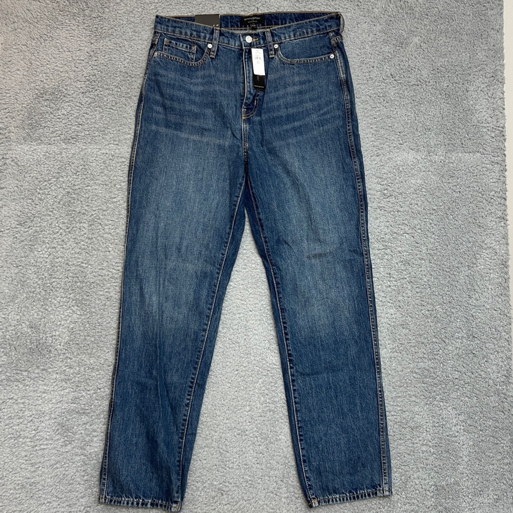 Banana Republic Straight Jeans Womens 32 Tall Blue NEW High Rise Formal Office‎